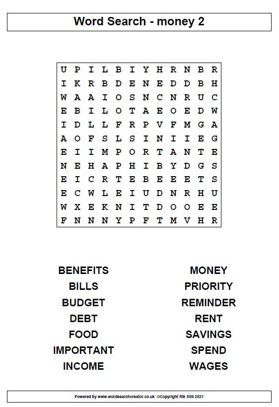 Word Search Money 2 North Yorkshire Partnerships